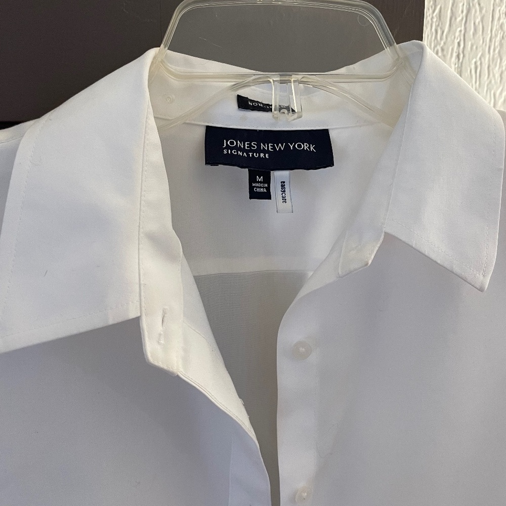 Jones New York Classic White Tailored Shirt - 100% Cotton Non-Iron